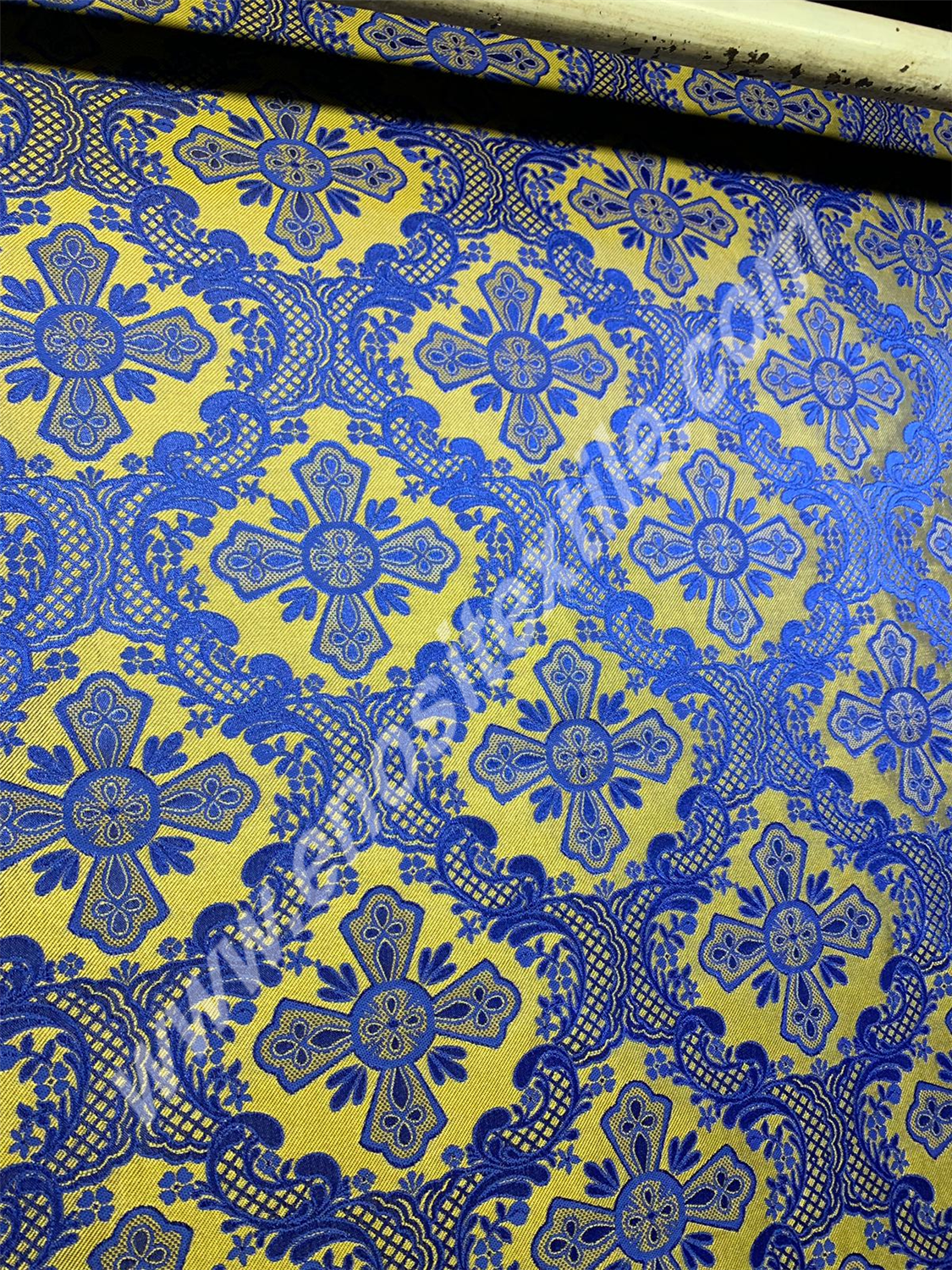 KL-057 Dark Blue-Gold Brocade Fabrics